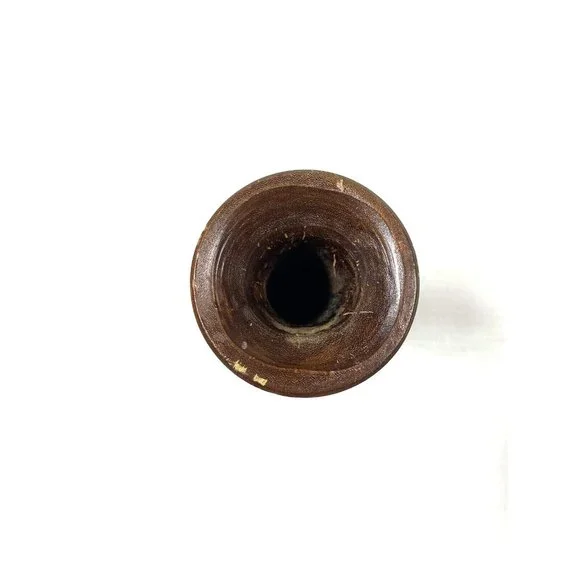 Vintage Wooden Vase Fluted Large Brown Grain MCM Retro Decor Primitive Modern - Picture 8 of 8